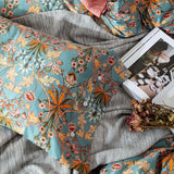 mixinni Vintage Style Garden Flower Duvet Cover Set with Zipper Closure Long Staple Percale Cotton Yellow Vibrant Pattern on Bedding Quilt Cover Set(California King, All Season) mixinni