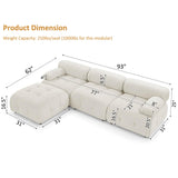 GNIXUU Modular Sectional Sofa, 93" Convertible L-Shaped Couch for Living Room, Modern Button Tufted Cloud Couches with Comfy Armrest, Beige Velvet GNIXUU