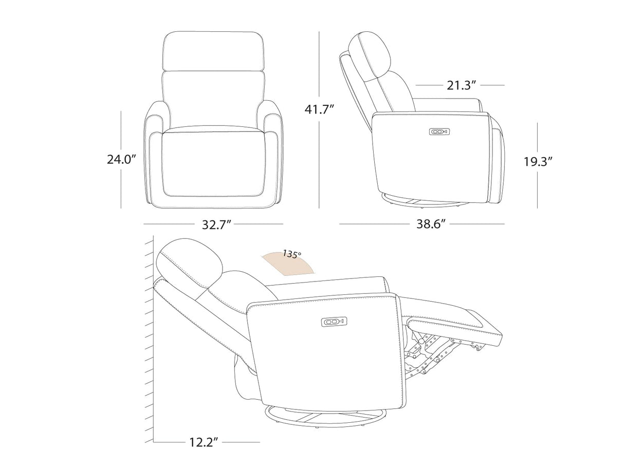 CHITA Electronic Power Recliner Chair Swivel Glider, FSC Certified Modern Nursery Rocking Chair with USB and Type-C Ports, Boucle White CHITA