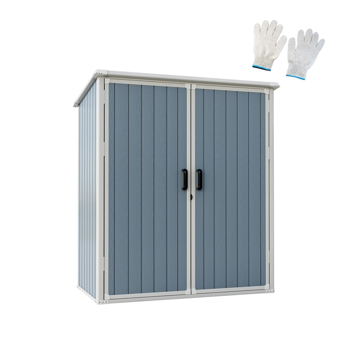 Outdoor Storage Shed, 5x3FT Resin Shed with Floor and Lockable Doors, 80 Cu.Ft Waterproof Patio Storage Cabinet, Plastic Construction for Outdoor Storage Breezestival