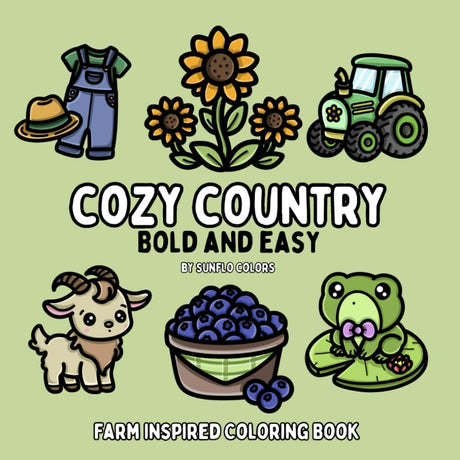 Cozy Country: Farm Inspired Bold and Easy Coloring Book for Adults or Kids (Bold and Easy Coloring Books) WoodArtSupply