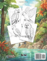 Parrot Coloring Book For Kids Ages 4-8: A Fun and Educational Tropical Adventure with Beautiful Parrots, Exotic Birds, Rainforests and Flowers for Boys and Girls! Majosta