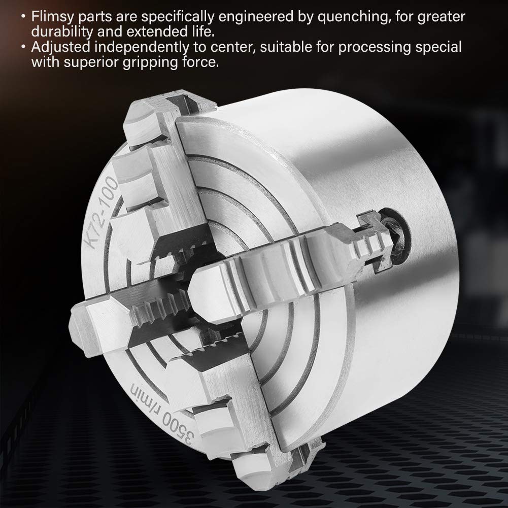 SANOU Lathe K72-100 4-Jaw Independent Reversible Metal Turning Machine Accessories Akozon