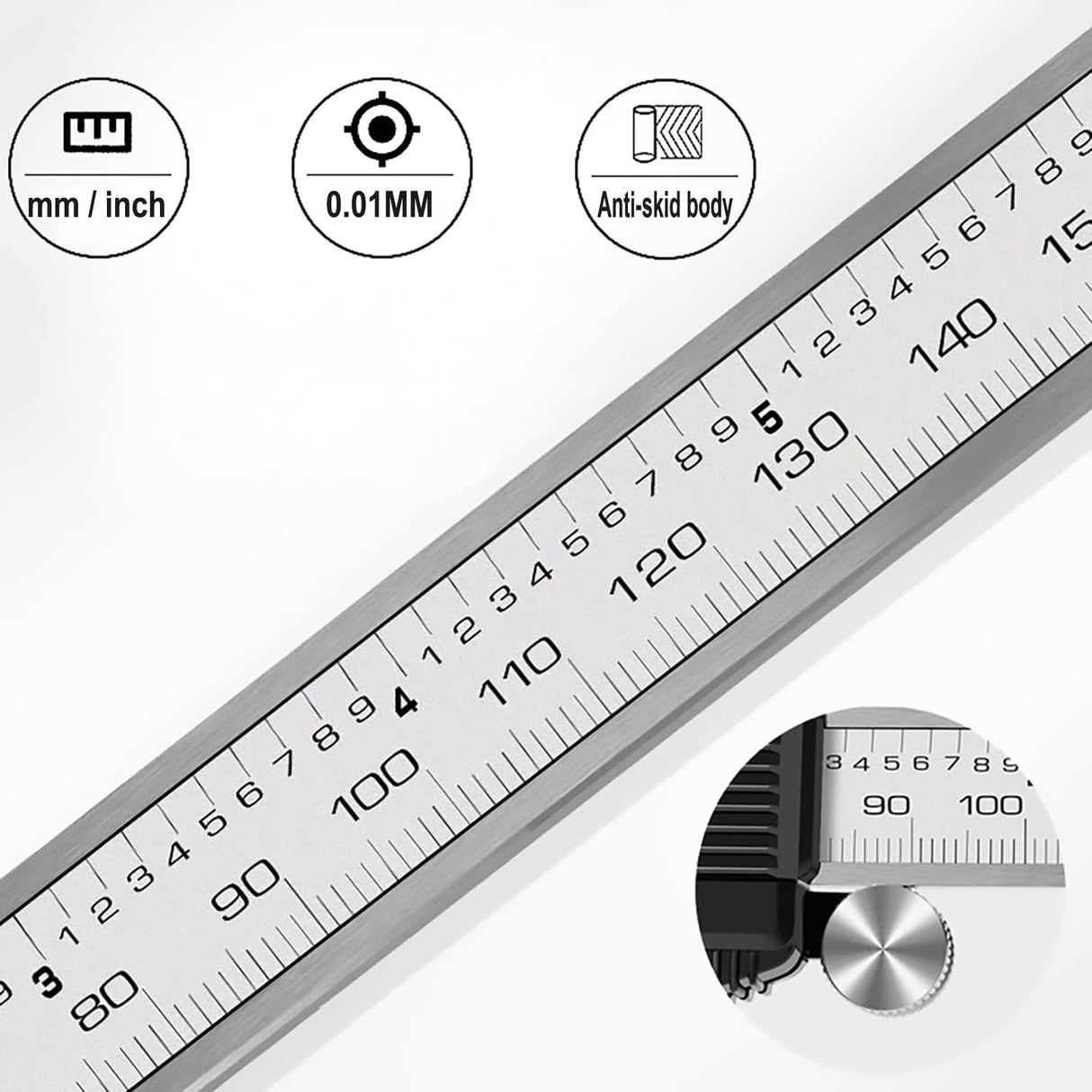 Digital Caliper,Electronic Digital Calipers, YKLSXKC 0-6" Calipers Measuring Tool, Stainless Steel Construction with Large LCD Screen, Auto-Off Feature for 3D Printing,Inch and Millimeter Conversion YKLSXKC