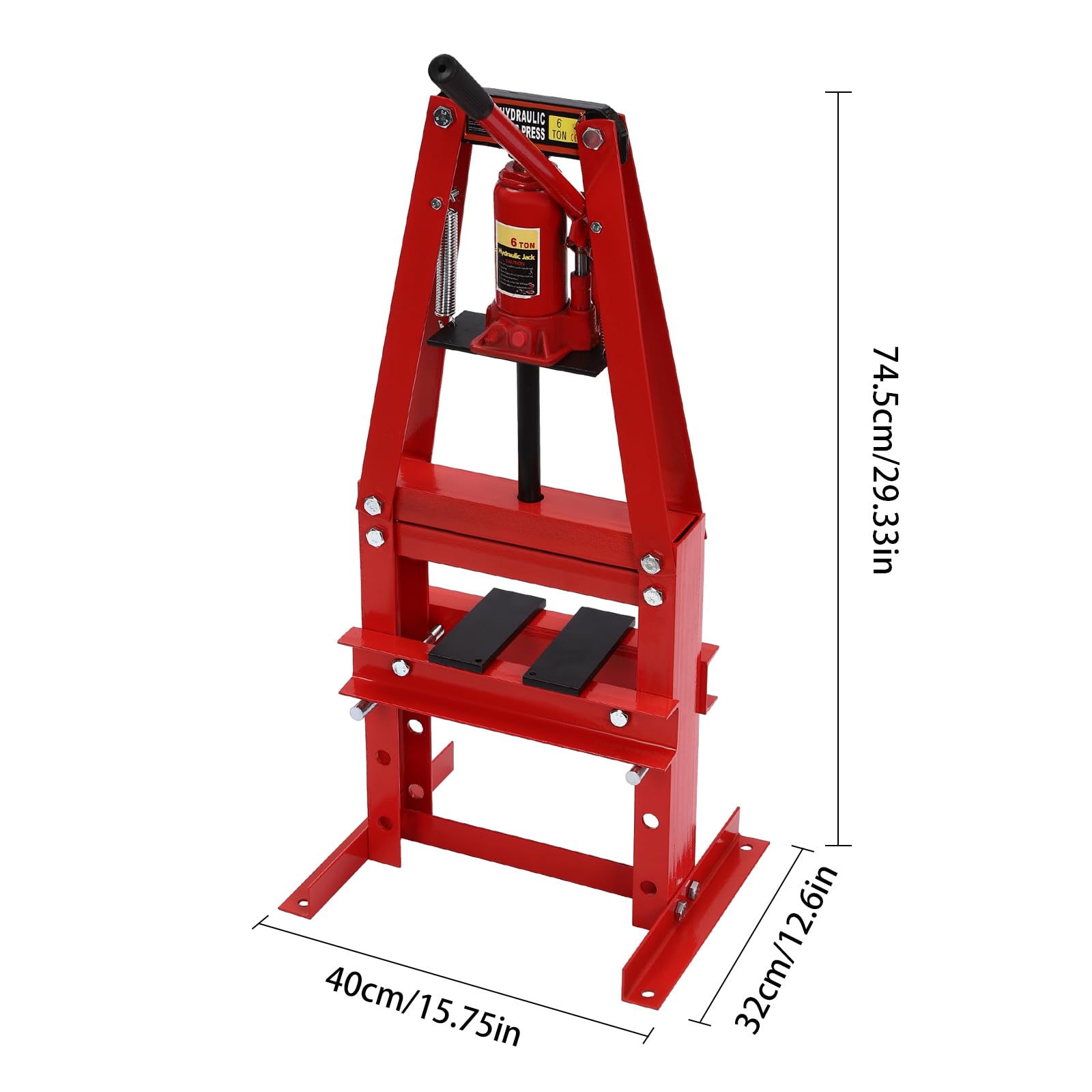 CRYBY Hydraulic Press, 6T/13227.74lbs Hydraulic Shop Press Manual Hydraulic Press with Plates, H-Frame Garage Floor Adjustable Shop Press Hydraulic Benchtop Press, 5.12In Stroke, 15.75*12.6*2 - WoodArtSupply