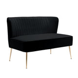 COSTAELM Alaia 46" Contemporary Wide Upholstered Velvet Loveseat Sofa Couch with Golden Metal Legs for Living Room, Black Costaelm