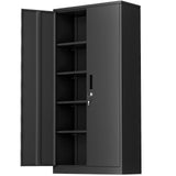 Greenvelly Metal Garage Storage Cabinet with Locking Doors, Black 72" Steel Storage Cabinet, Lockable Metal File Cabinet with Adjustable Shelves for Home Office, Garage, School Greenvelly