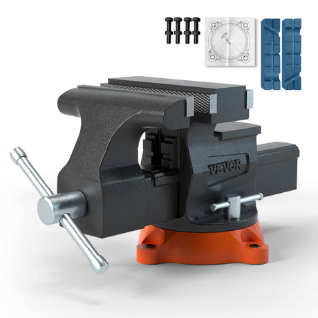 VEVOR Bench Vise, 6.5" Jaw Width 6.5" Forward &9.3" Reverse Opening, 360-Degree Swivel Locking Base Multipurpose Workbench w/Anvil, Heavy Duty VEVOR
