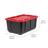 IRIS USA 27 Gallon Heavy Duty Truck Bed Toolbox Storage Tote Bins with Lids, 4 Pack - Made in USA, Tough Snap On Lockable Lid Stackable Industrial Tubs, Garage Organization Reusable Box - Red Iris Ohyama