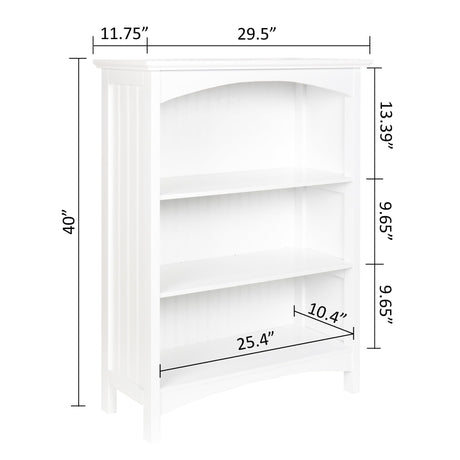 eHemco 3 Tier Bookcase with 2 Arched Supports, 40 Inches, Cherry eHemco