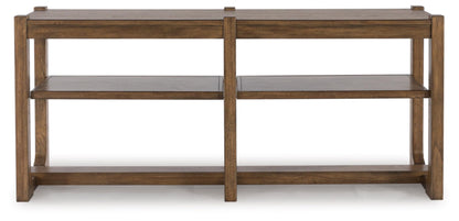 Signature Design by Ashley Cabalynn Farmhouse Sofa Table with 2 Adjustable Shelves, Light Brown - WoodArtSupply