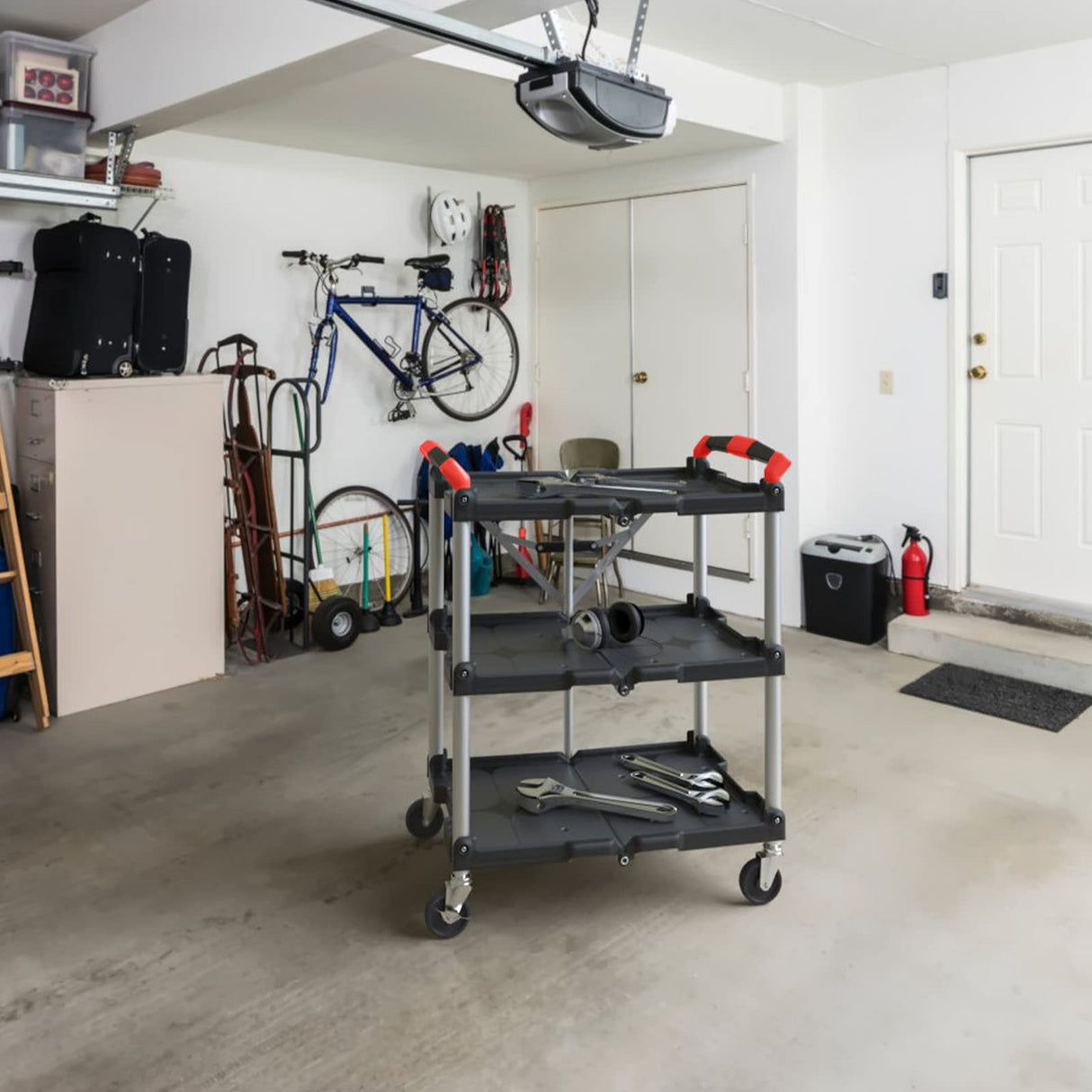 Olympia Tools 410-007 Pack-N-Roll 150 lbs Folding Collapsible Service Cart, Black/Red Olympia Tools