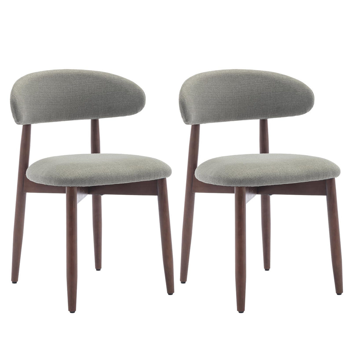 COLAMY Wooden Dining Chairs Set of 2, Modern Fabric Upholstered Kitchen Side Chairs, Farmhouse Dining Room Chair with Foot Pegs, Beige COLAMY