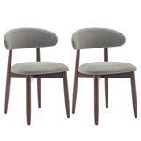 COLAMY Wooden Dining Chairs Set of 2, Modern Fabric Upholstered Kitchen Side Chairs, Farmhouse Dining Room Chair with Foot Pegs, Beige COLAMY