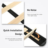 Twin Bed Frame, Faux Leather Platform Bed with Upholstered Diamond Headboard, Mattress Foundation with Strong Wooden Slats Support, No Box Spring Required, Easy Assembly, Black BarnFurin