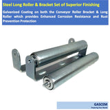 Pack of 2 10"BF Long Roller and Bracket l 1.5"Ø Galvanized Steel Conveyor Roller I Set of Roller and Bracket Versatile as Support Rollers for Woodworking, Roller Stand or Bike Rollers Conveyor Rollers Gascem