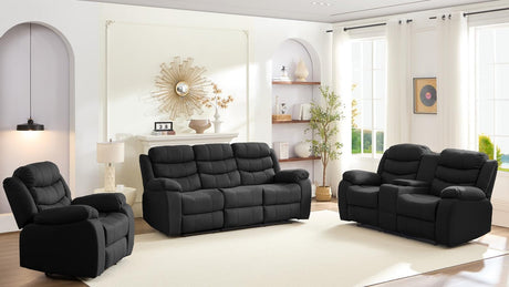 Mjkone Recliner Home Theater Seating, 3 Seater Reclining Couch Sofa & Loveseat & Chair Sets, 6 Seat Manual Control Reclining Living Room Set, Double Love Seat Recliner Sofa Couch Set, Dark Grey Mjkone