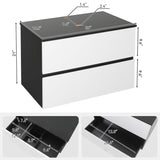 SOLIDEE 30-Inch Black and White Wall Mounted Bathroom Vanity Cabinet with 2 Drawers and Blue Boat Glass Sink SOLIDEE