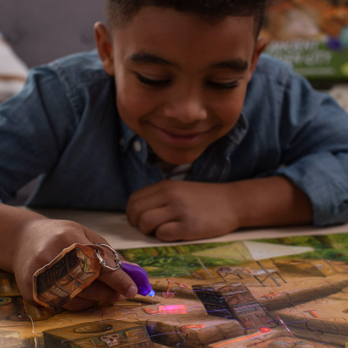 Peaceable Kingdom Ancient Hidden City Puzzle – 100-Pc. Seek & Find Glow Puzzle for Kids Ages 6 & Up – Included Blacklight Reveals Hidden Items – Great for Home or Classrooms Peaceable Kingdom
