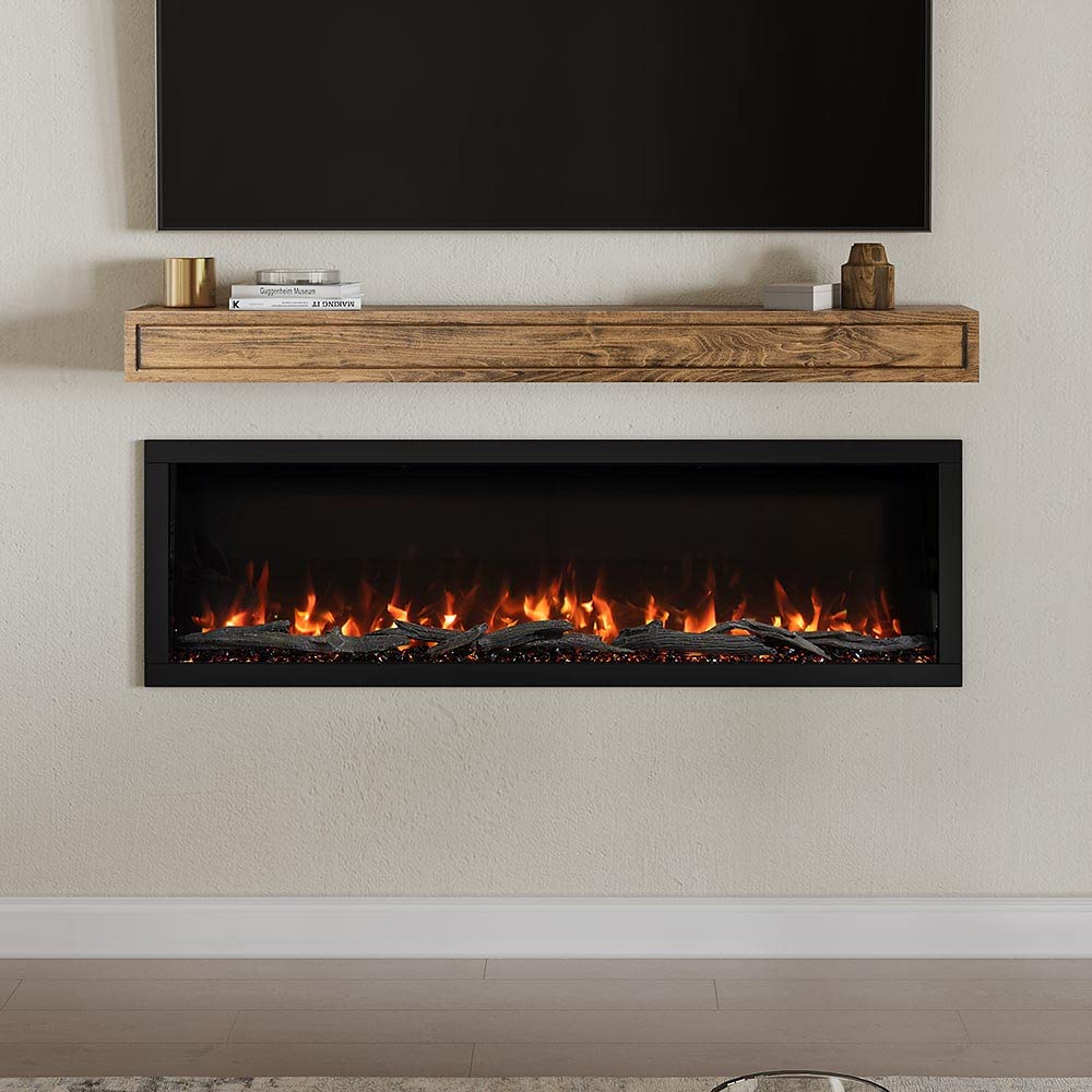 Modern Ember Highmark 60 Inch Smart Linear Electric Fireplace - Premium Flame with 10 Colors, Sleek Hidden Vent Design, Install Recessed in-Wall or Wall-Mount, WiFi and Voice-Enabled Modern Ember
