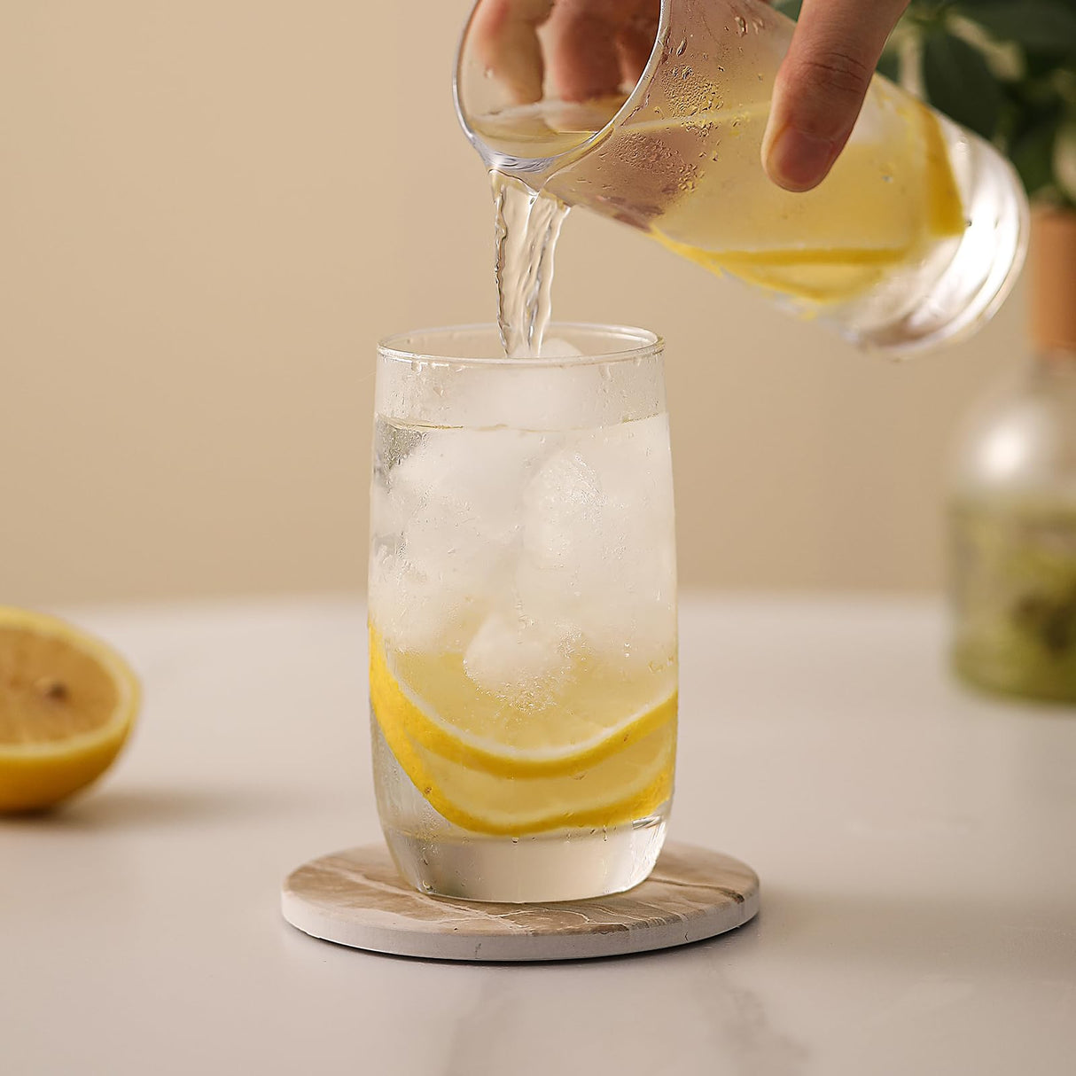 LIFVER Coasters Set of 6, Coasters for Drinks Absorbent Stone with Holder, Black Marble Style Ceramic Drink Coaster for Tabletop Protection, Coffee Table Decor Ideal for Home Decor House Warming Gifts LIFVER