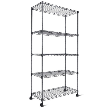 Whitmor Heavy Duty 5-Shelf Shelving Unit, Storage Shelves 1000Lb Capacity for Garage Kitchen Bathroom Bedroom, 30" D x 14" W x 59" H, 5 Tier, Black Whitmor