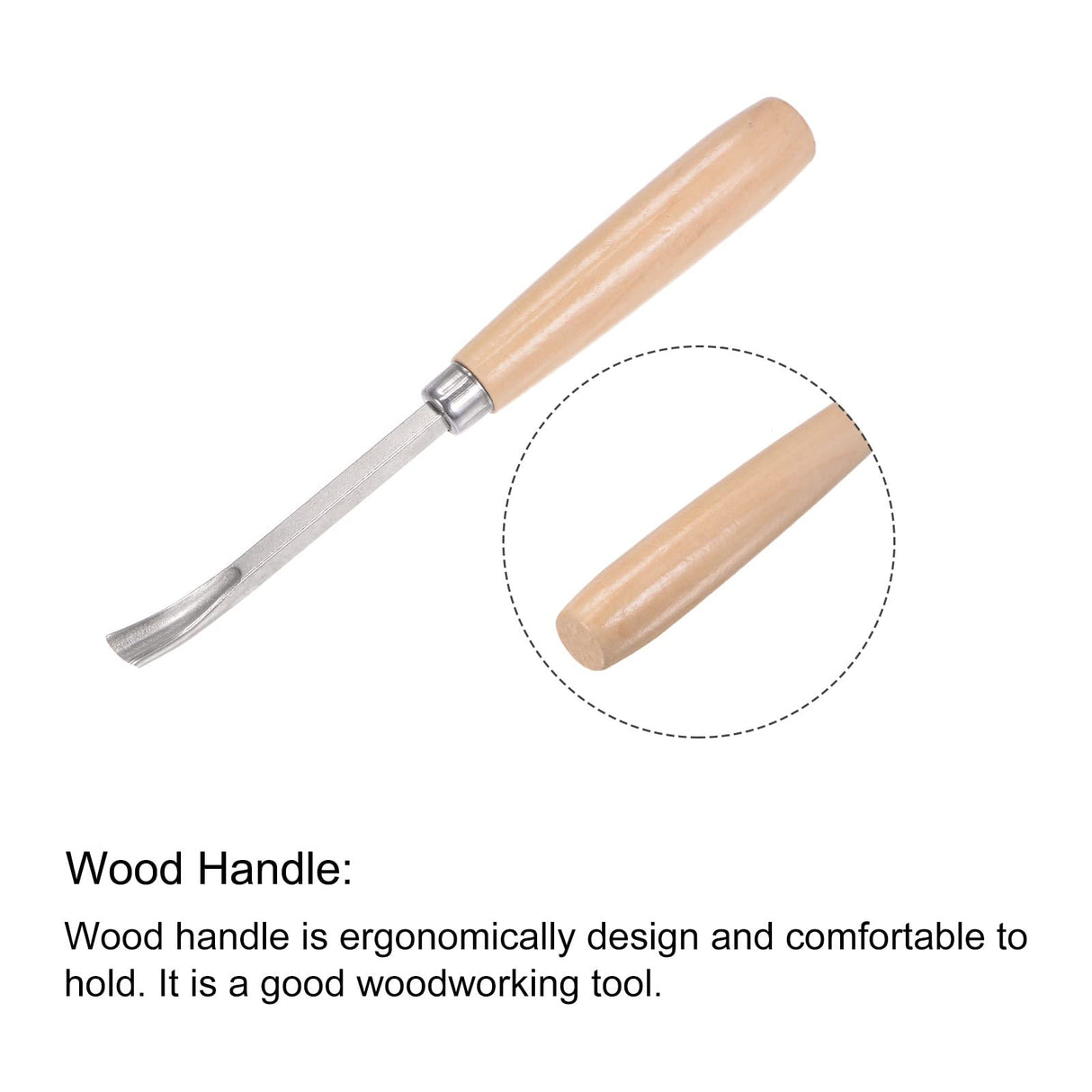 uxcell Wood Chisels Carving Knife, 10mm Chrome Plated 45# Carbon Steel Curved Half-round Tip Woodworking Hand Tool Graver 165mm (6.5-Inch) Length uxcell