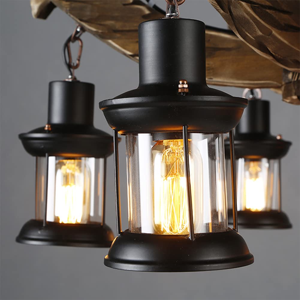 A Million Vintage 6-Lights Country Wood Chandelier, Retro Arrow Style Chandelier Light Fixture, Farmhouse Rustic Wooden Chandelier for Dining Room, Kitchen Island, Living Room, Bar, E26 A Million