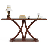 Tribesigns 63" Console Table, Farmhouse Narrow Long Sofa Table Wood Entryway Table with Geometric Metal Frame, Industrial Behind Couch Table Accent Table for Hallway, Living Room, Entrance, Cherry Tribesigns