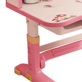 ZTGD Kids Adjustable Study Desk & Chair Set w/Storage,Drawers,Bookshelf,Child Toddler Writing Homework Table,Little Girl Work Computer Desk,Princess Preschool Desk,Escritorio Mesas para Niña (Pink A) ZTGD