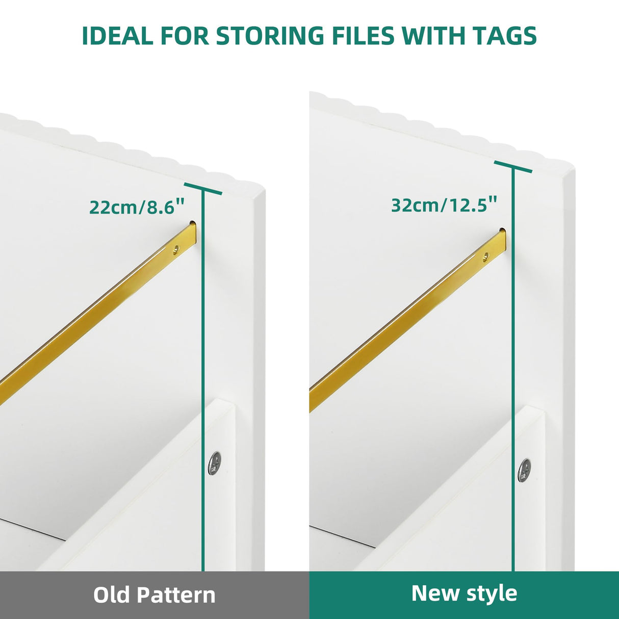 YITAHOME 2 Drawer File Cabinet, Lateral Filing Cabinet for Home Office, White and Gold YITAHOME