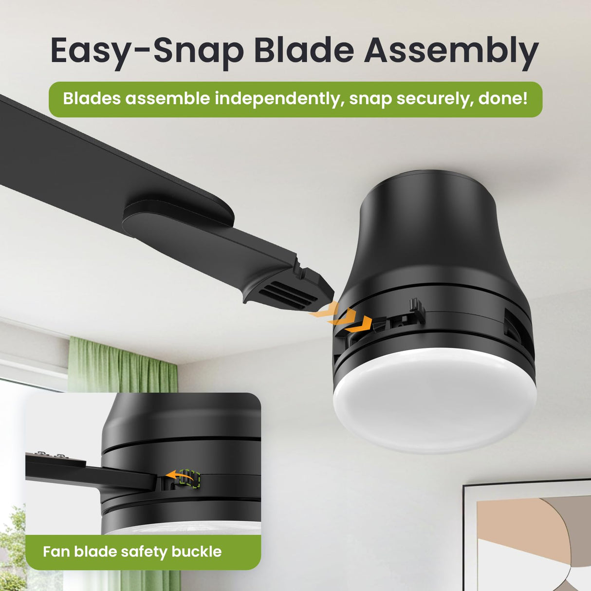 OSTIVE Ceiling Fans with Lights and Remote: 42 Inch Modern Black Ceiling Fan, Low Profile Flush Mount, Quiet Reversible DC Motor & 3CCT Dimmable LED for Bedroom Living Room Kitchen Indoor Outdoor OSTIVE