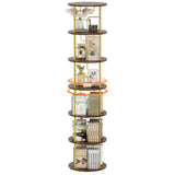 ALLSTAND 6 Tier Rotating Bookshelf, 360 ° Display Stackable Spinning Bookshelf Tower, Corner Bookshelf Tall Floor Standing Swivel Bookcase Narrow Storage Organizer for Bedroom, Living Room, Gold ALLSTAND