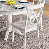 Merax Round Dining Table Set for 4, 5-Piece Faux Marble Kitchen Table Set with 4 Chairs, Farmhouse Table and Chairs Set for Kitchen, Dining Room, Small Space, White Merax