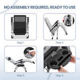 Yaheetech 29in Zero Gravity Chair Set of 2 Reclining Outdoor Sun Lounge Chairs w/Removable Cushion, Cupholder, Headrest and Footrest for Indoor and Outdoor - Gray Yaheetech