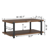 FOLUBAN Modern Coffee Table with Storage Shelf, Rustic Wood Center Table for Living Room, Walnut FOLUBAN