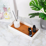 J JACKCUBE DESIGN Leather Bamboo Vanity Tray, Bathroom Organizer, Catch All Valet Tray for Women Perfume, Jewelry, Makeup, Candles, Key, Phone, Sunglasses (White)- MK205B J JACKCUBE DESIGN