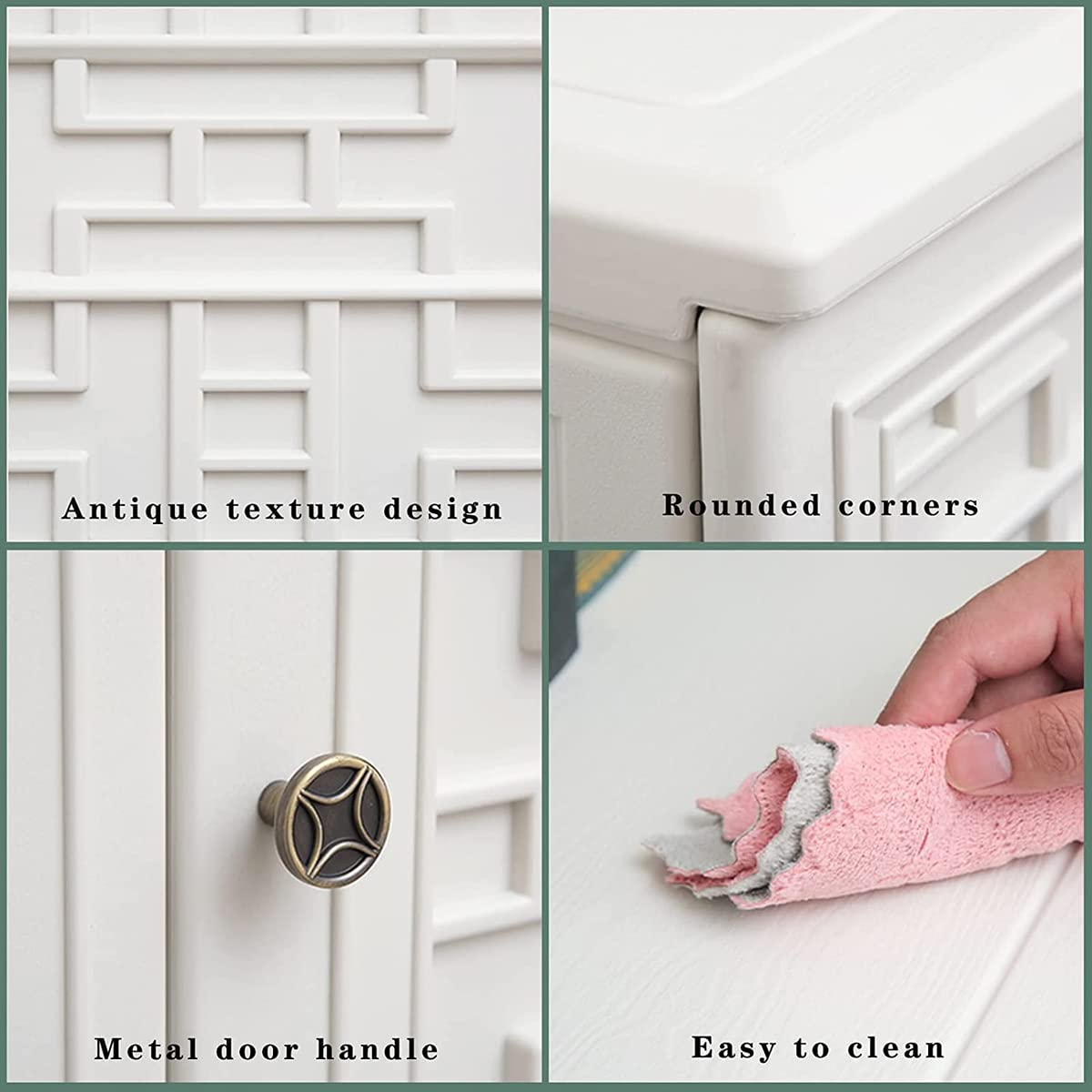 Mrosaa Indoor Outdoor Storage Cabinet Waterproof with Shelf, Off White Plastic Outdoor Cabinets for Patio/Garden/Backyard, Size 34.3''L*15''W*36.2''H Mrosaa