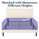 HAOARA Queen Size Platform Bed Frame with Velvet Upholstered Headboard, Queen Bed Frame with Strong Wood Slats, Box Spring Optional, Mattress Foundation, Easy Assembly Beige HAOARA