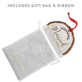 Andaz Press Personalized Wedding Engagement Real Wood Rustic Farmhouse Keepsake Christmas Ornament, Engraved Wood Slab, Married, Kate & John 2024, Rustic Laurel Leaves, 1-Pack, Custom Name Andaz Press