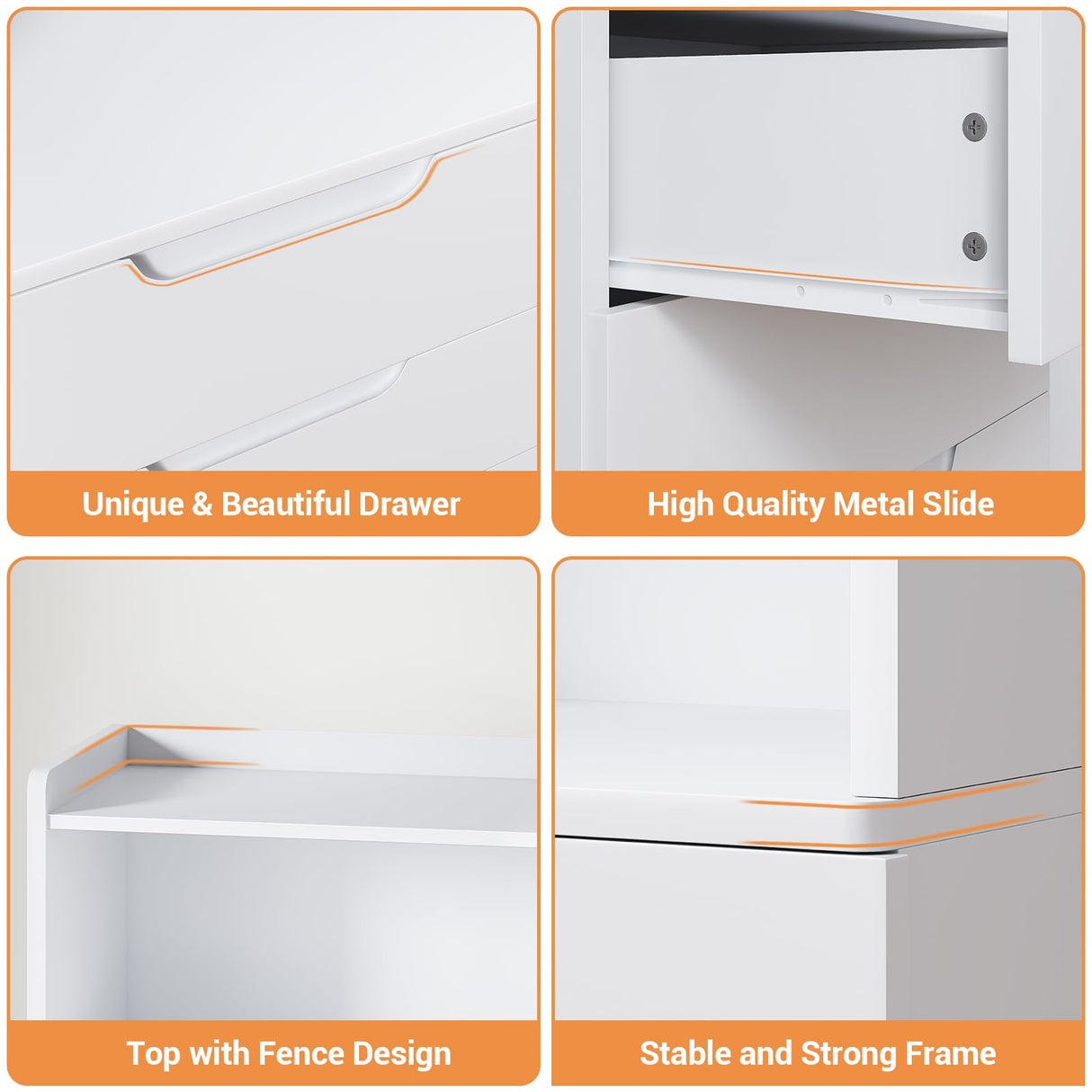 Hasuit Tall Bookshelf with Drawers Bookcase with 3 Drawers and 3-Tier Open Shelves Tall White bookshelf with Anti-Tipping Kits Wood bookshelf with Storage for Study Living Room Kitchen Bathroom, White Hasuit