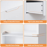 Hasuit Tall Bookshelf with Drawers Bookcase with 3 Drawers and 3-Tier Open Shelves Tall White bookshelf with Anti-Tipping Kits Wood bookshelf with Storage for Study Living Room Kitchen Bathroom, White Hasuit