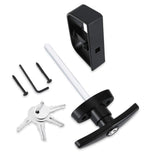 QANVEE Shed Door Latch T-Handle Lock Kit with 4 Keys,Storage Barn Shed Door Hardware Lock Set 4½" and 5½" Stem QANVEE