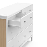 Storkcraft Horizon 6 Drawer Dresser (White with Driftwood) - GREENGUARD Gold Certified, Dresser with Interlocking Drawer System for Kids' Bedroom STORKCRAFT