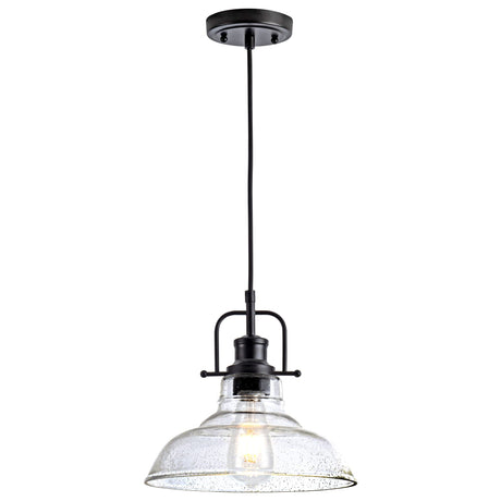 Zlepmlla Glass Pendant Light，Black Pendant Light Fixtures with Seeded Glass Shade, Adjustable Height Hanging Lights for Hallway, Kitchen Island, Dinning Room（Bulb not Included） Zlepmlla