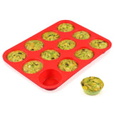 CAKETIME 12 Cups Silicone Muffin Pan - Nonstick Cupcake Pan 1 Pack Regular Size Silicone Mold for Baking CAKETIME