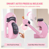 Whubefy Auto Hat Press Heat Machine for Caps, Hat Heat Transfer 3-in-1 Cap Heat Press with 3 Pcs Plates (70/80/90mm), Pink Touchscreen Hat Press Machine with 5 DTF, 1 Hat, for All Hat Shapes Whubefy