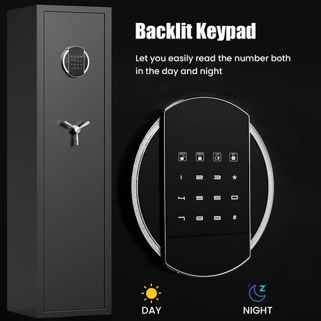 Silkight 3-5 Fireproof Gun Safe, Quick Access Digital Rifle Gun Safes for Home Rifle and Pistols, Long Gun Safes for Rifles and Shotguns with Touchscreen Pad, Mute Function, Dual Alarm & Metal Box silkight