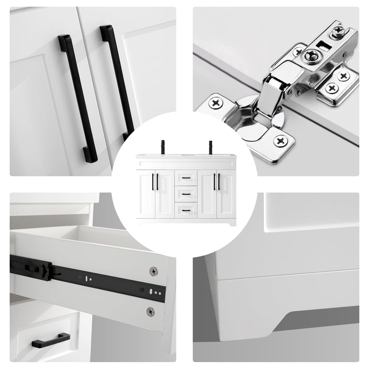 TONYRENA 60" Bathroom Vanity with Sink Combo,Bathroom Storage Cabinet with Undermount Double Sink,4 Soft Closing Doors & 3 Full Extension Drawers,White Finish TONYRENA