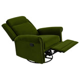 360° Swivel Recliner Chair with Adjustable Backrest, Manual Rocking Recliner Home Theater Manual Recliner Chair with Metal Base and Velvet Fabric for Living Room (Green, 2) JIVOIT